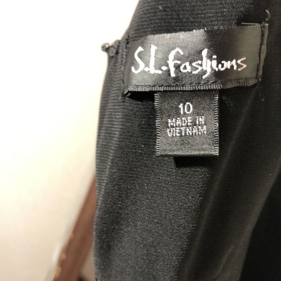 S.L. Fashions Black & Silver Evening Cocktail Party Surplice Dress 10 - Picture 13 of 16